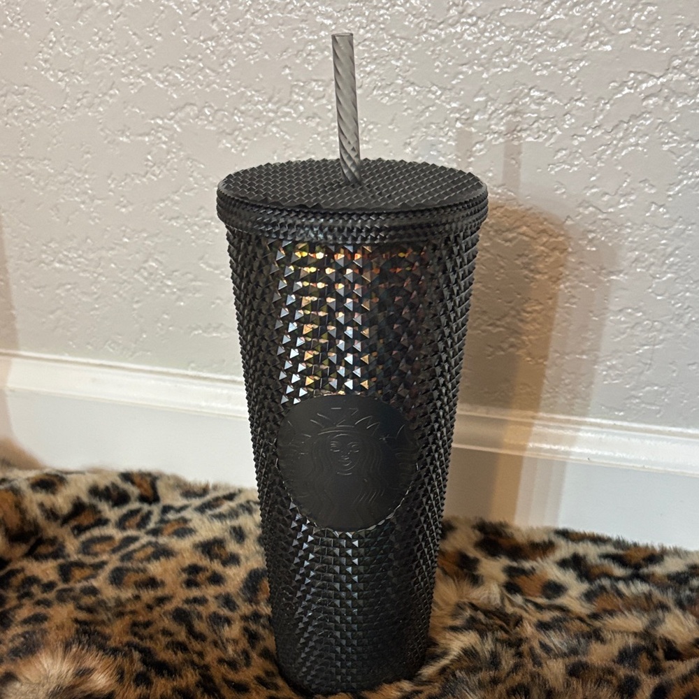 NEW 24oz Starbucks Black Studded Tumbler with Straw